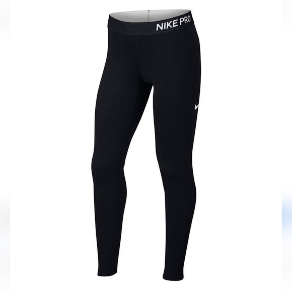 Nike Pro Womens Leggings Black Swoosh Logo Size Medium Activewear Workout Gym - Picture 1 of 8